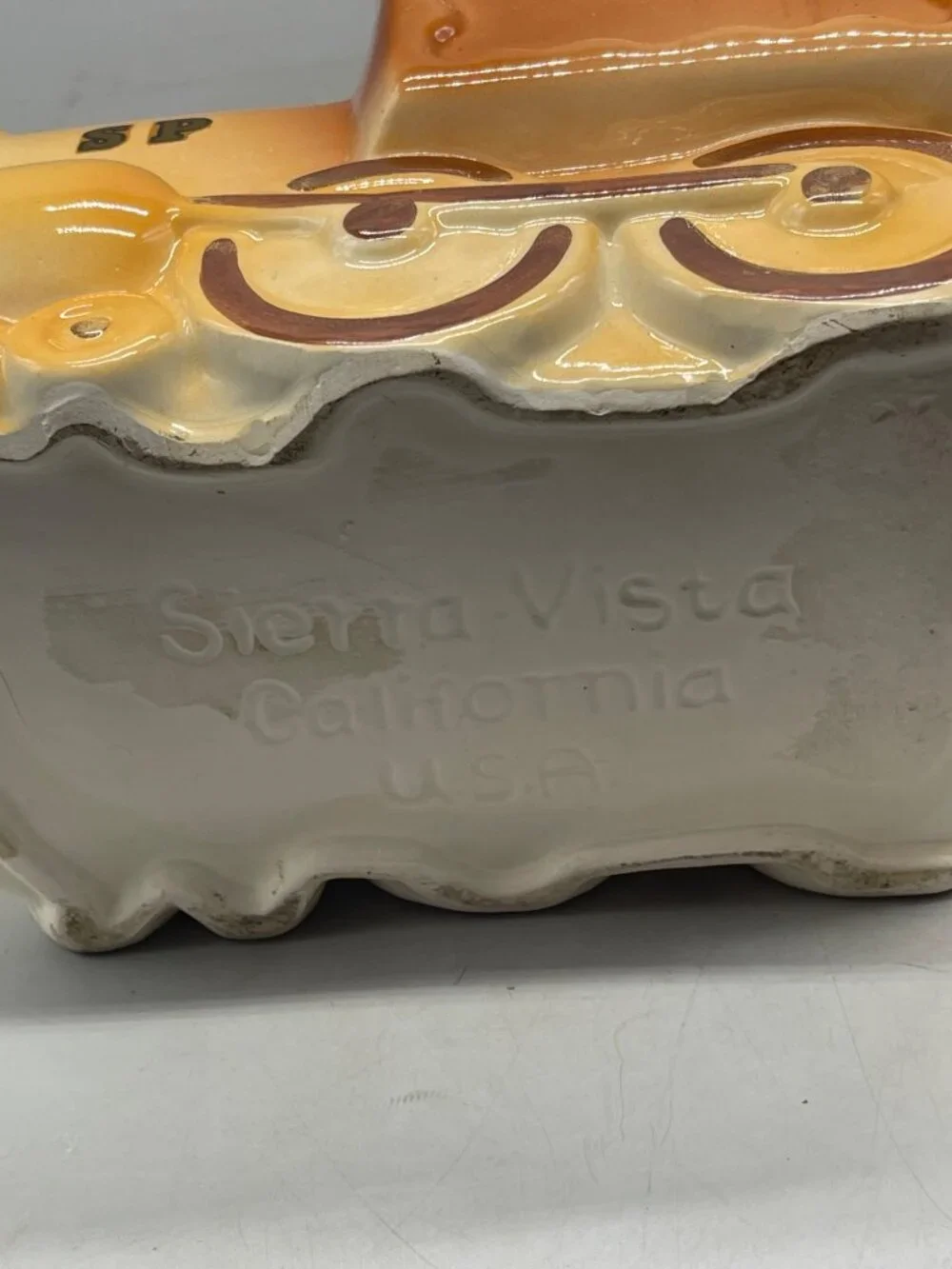 Sierra Vista Pottery Steam Engine Train Cookie Jar California brown 9x9